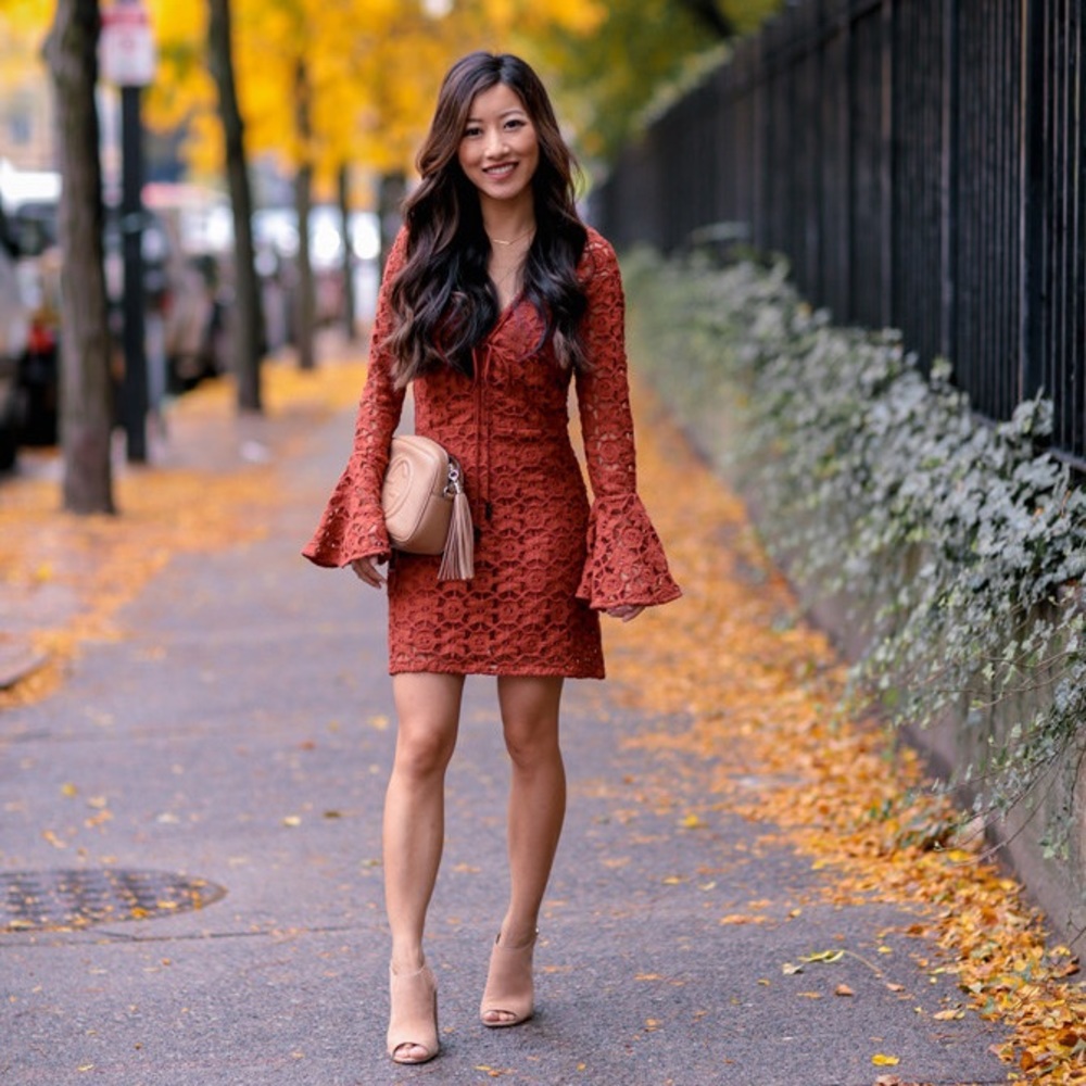 Free People Back to Back Terracotta Lace Dress